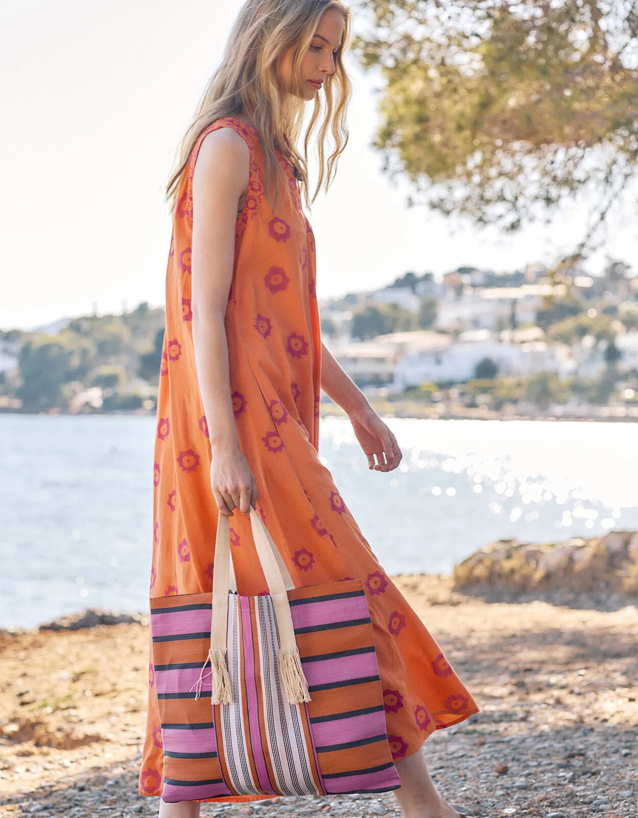 East Sleeveless Maxi Dress Orange