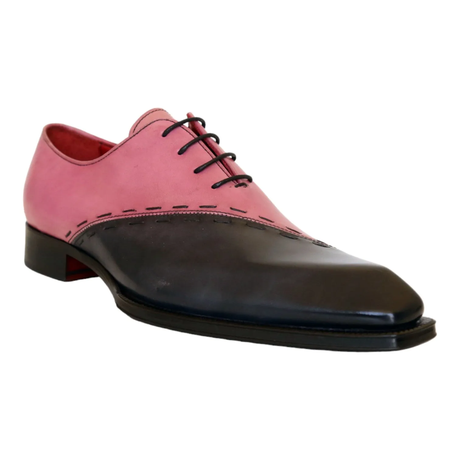 Emilio Franco Aristide Men's Shoes Gray/Pink Calf-Skin Leather Oxfords (EF1238)