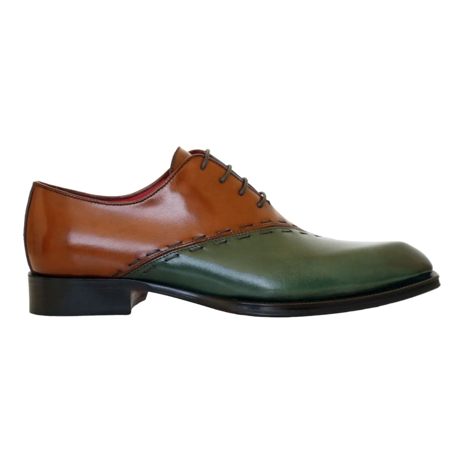 Emilio Franco Aristide Men's Shoes Green/Brown Calf-Skin Leather Oxfords (EF1237)