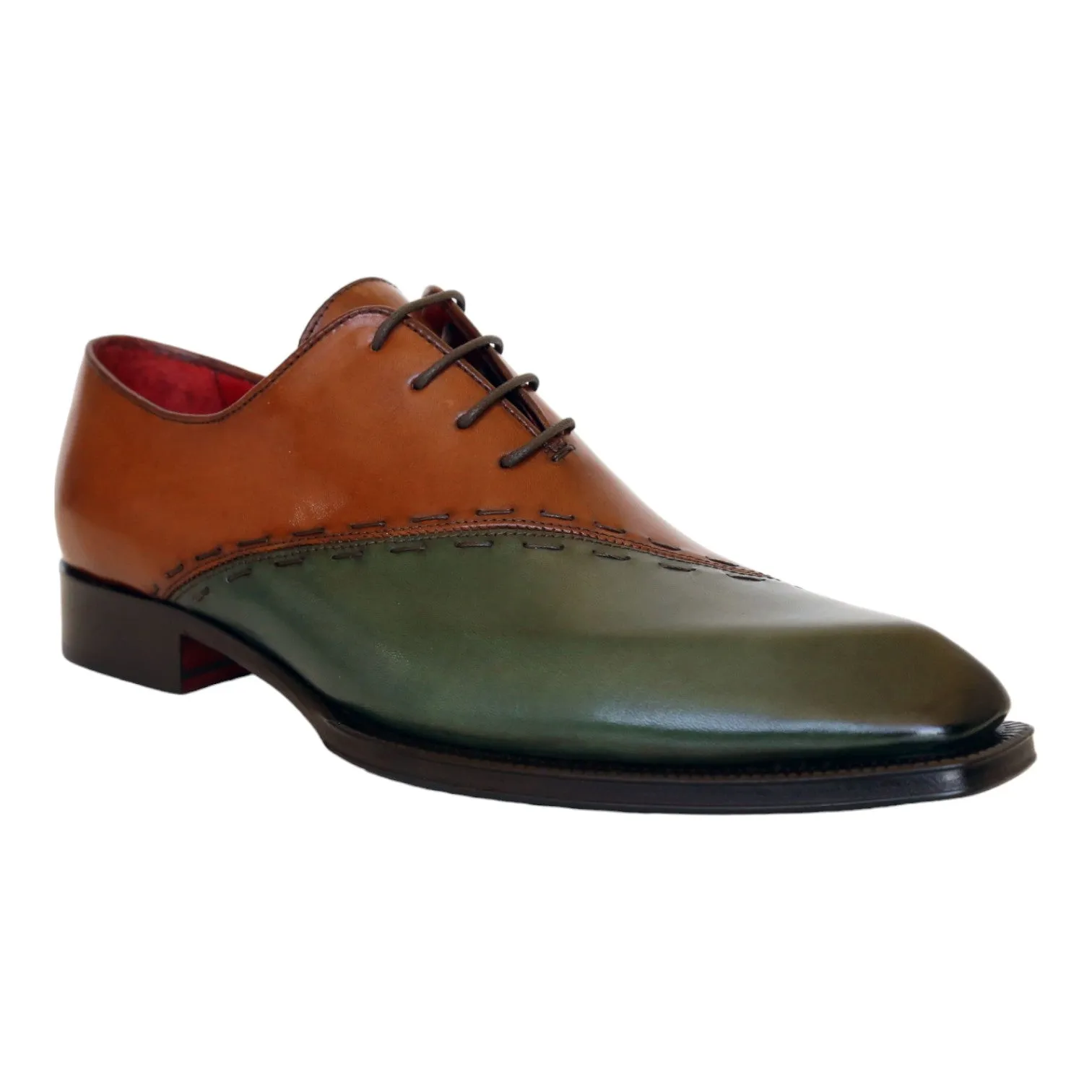 Emilio Franco Aristide Men's Shoes Green/Brown Calf-Skin Leather Oxfords (EF1237)