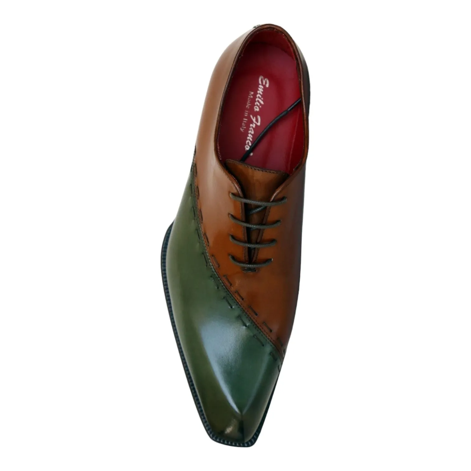 Emilio Franco Aristide Men's Shoes Green/Brown Calf-Skin Leather Oxfords (EF1237)