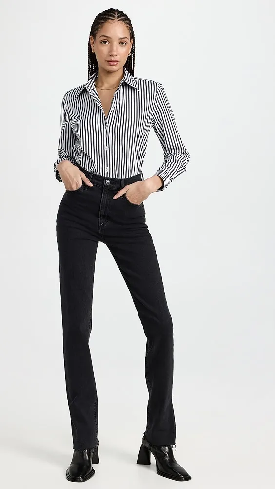 Favorite Daughter   Valentina Super High Rise Tower Jeans with Slit Hem 