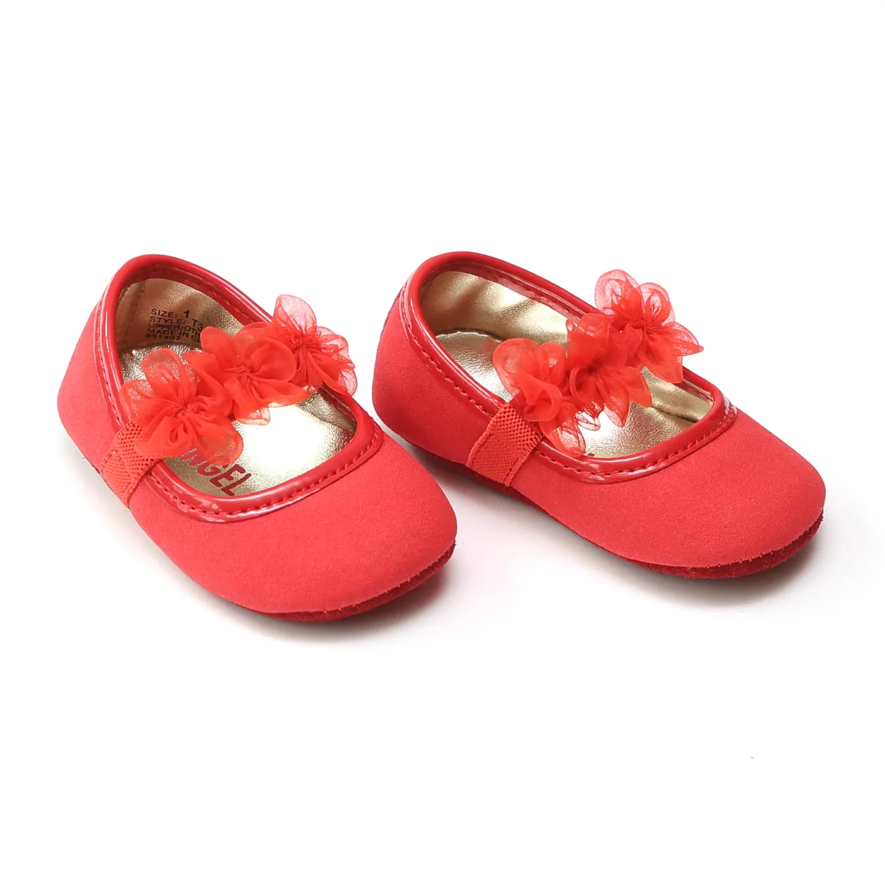 FINAL SALE - Angel Baby Girls Organza Flower Crib Shoe