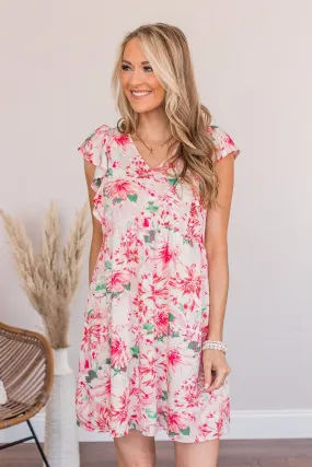 Flirty Flourish Floral Mini Dress- Blush