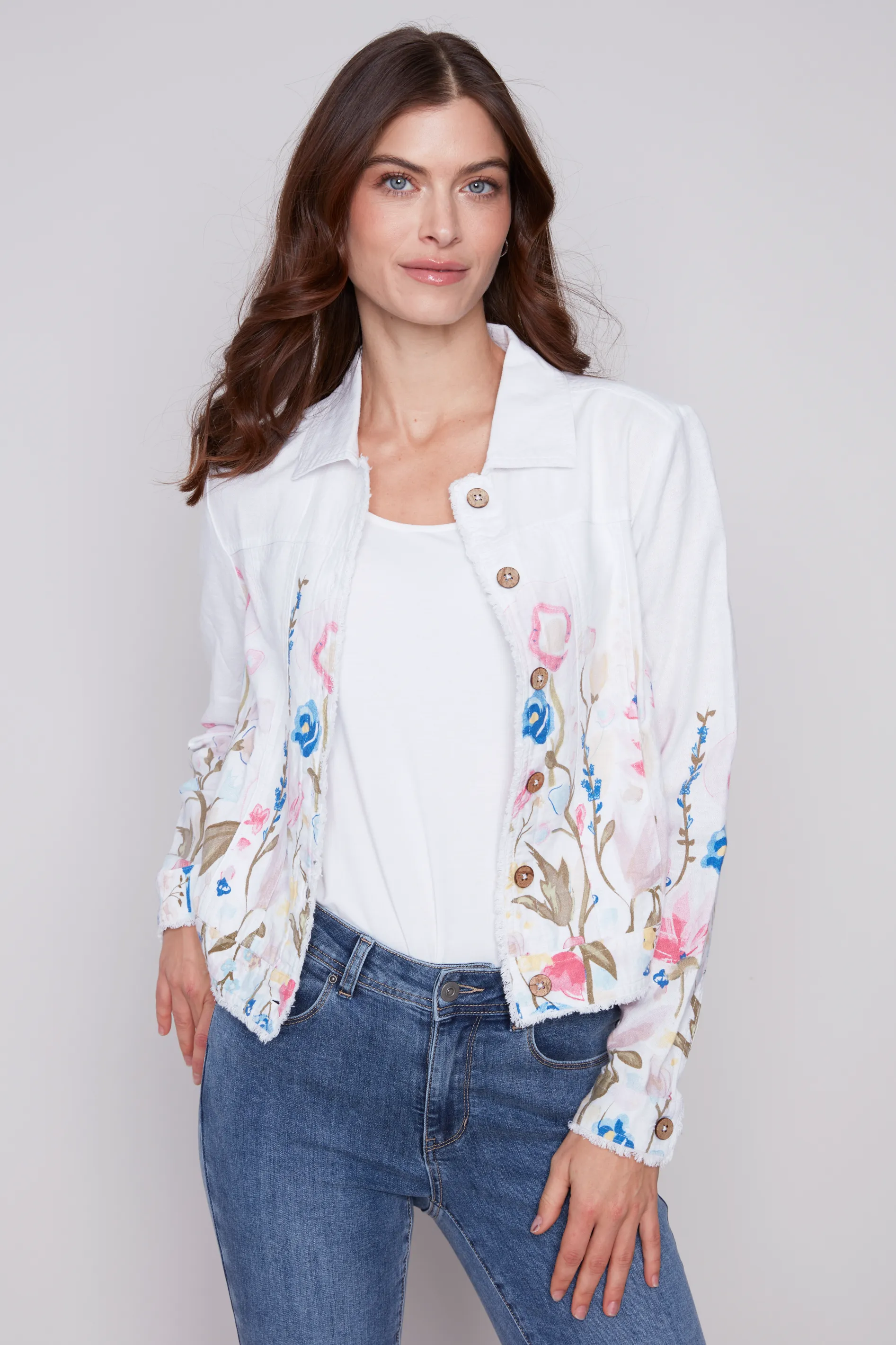 Floral Printed Linen Jacket