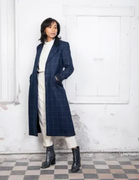 Fran Tweed Coat - Navy Check