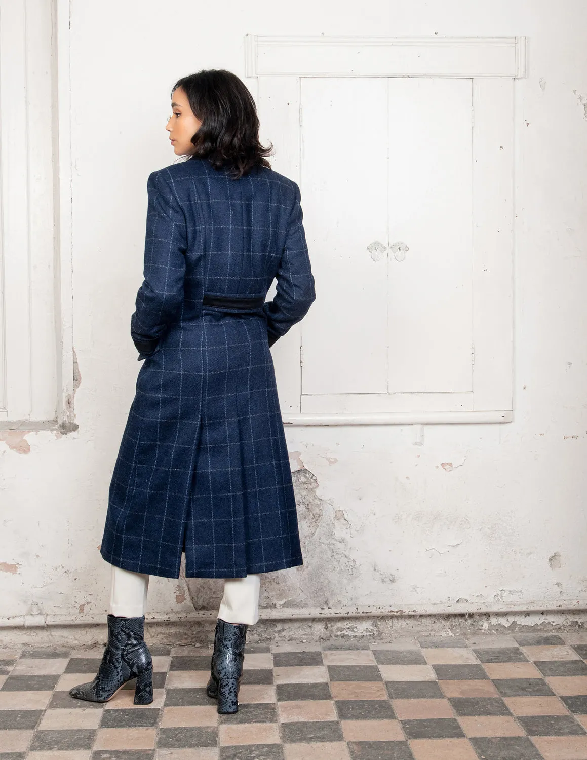 Fran Tweed Coat - Navy Check