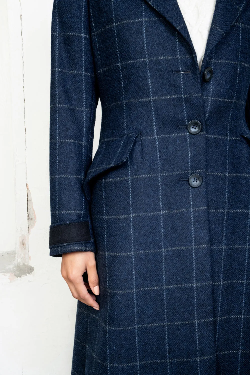 Fran Tweed Coat - Navy Check