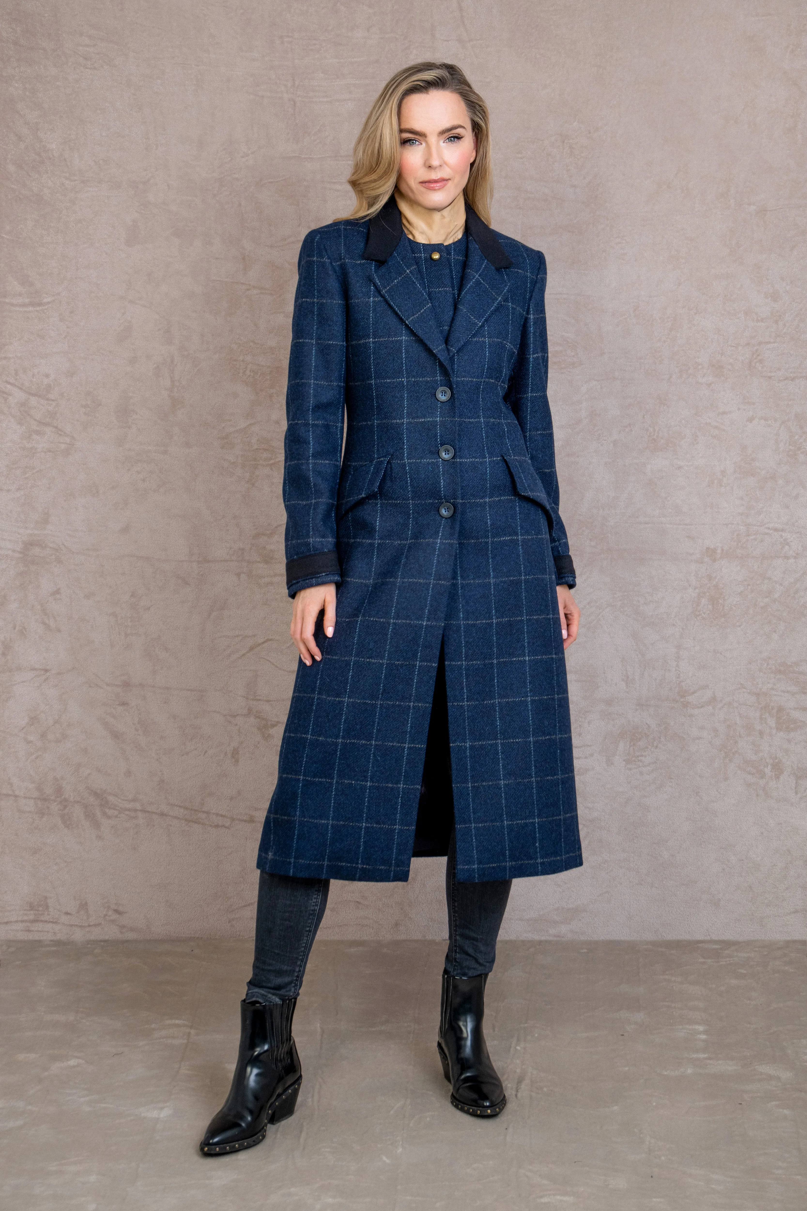 Fran Tweed Coat - Navy Check