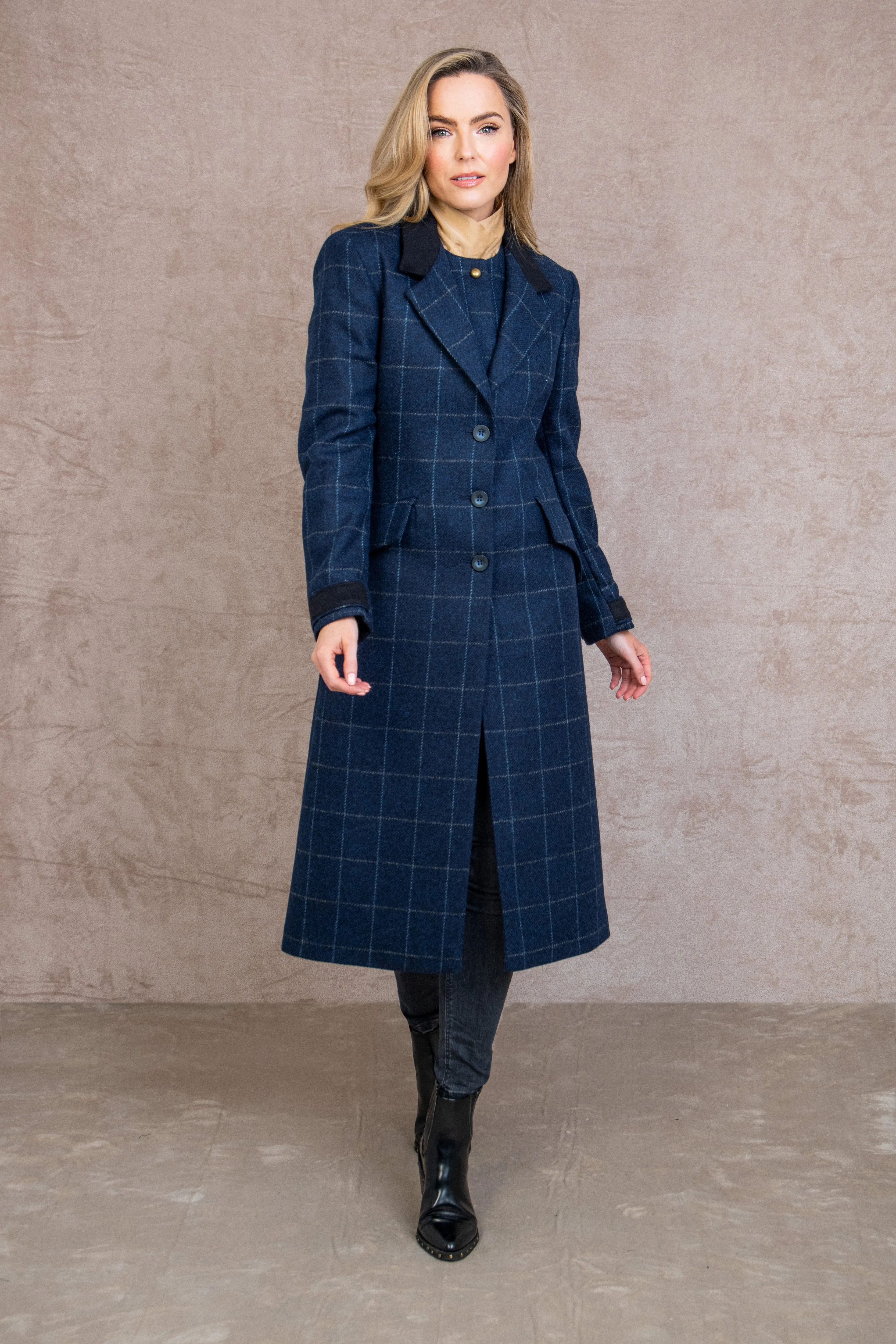 Fran Tweed Coat - Navy Check