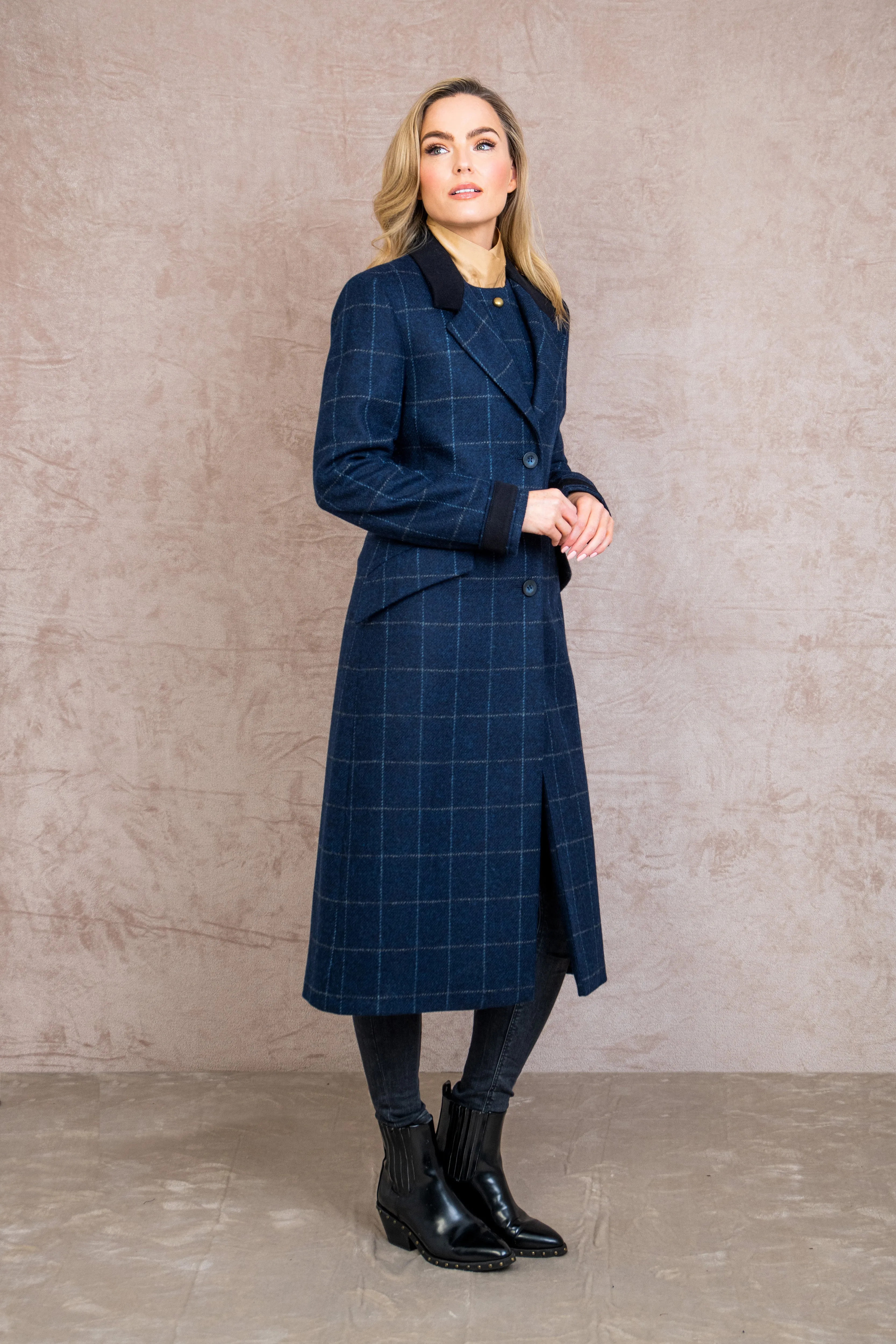 Fran Tweed Coat - Navy Check