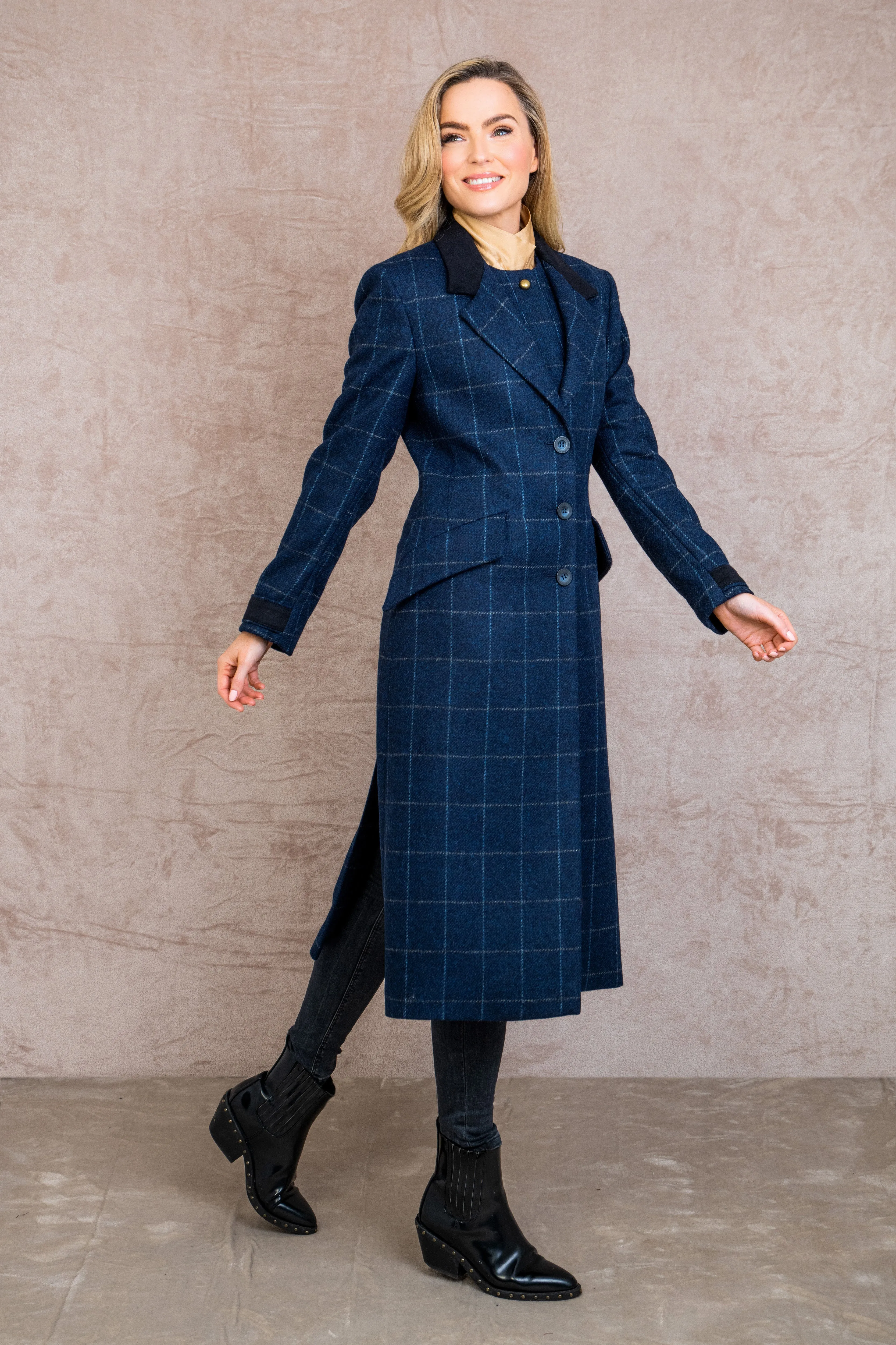 Fran Tweed Coat - Navy Check