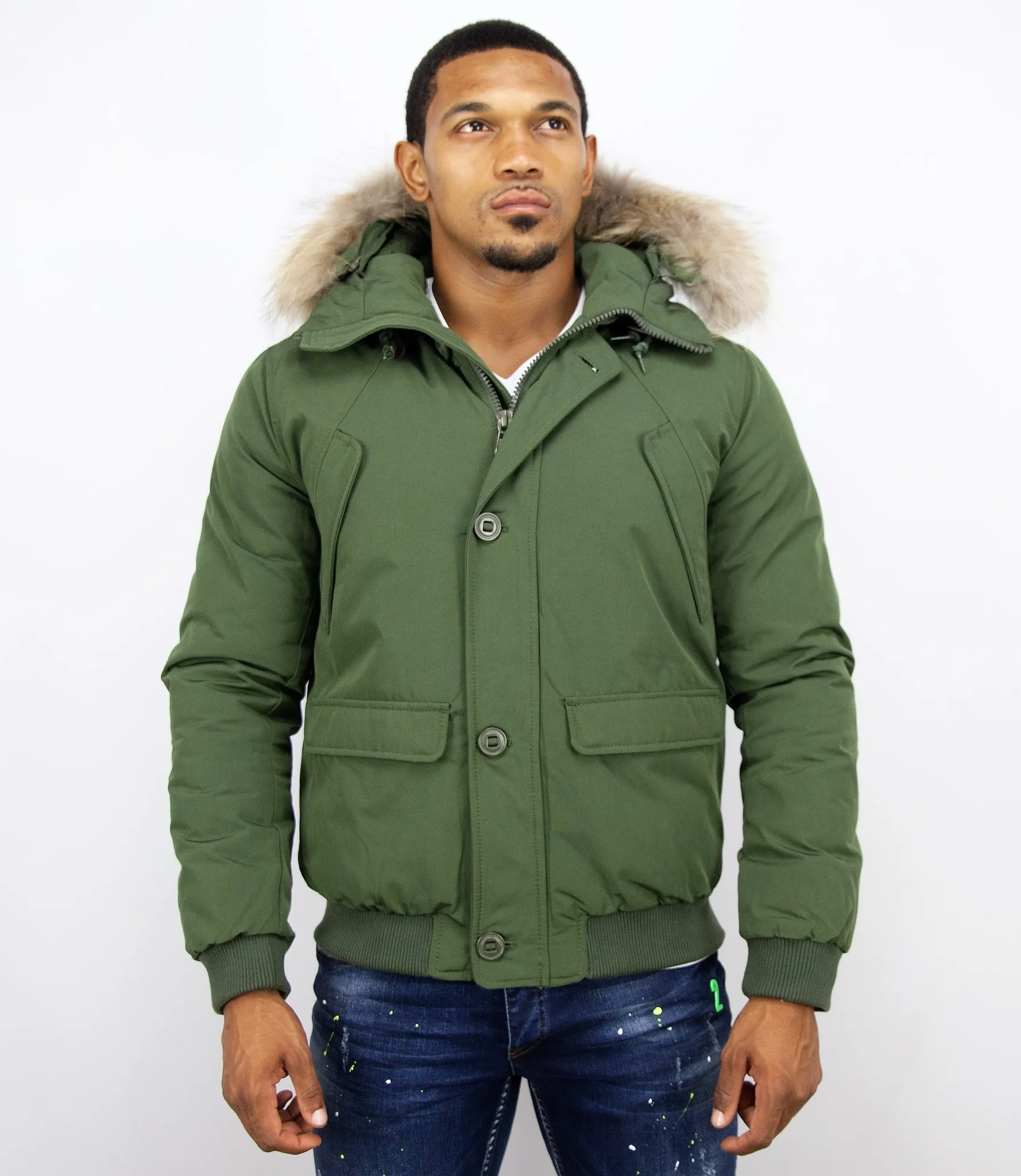 Fur Collar Coat | Men Winter Coat Short | Chilliwack Bomber |