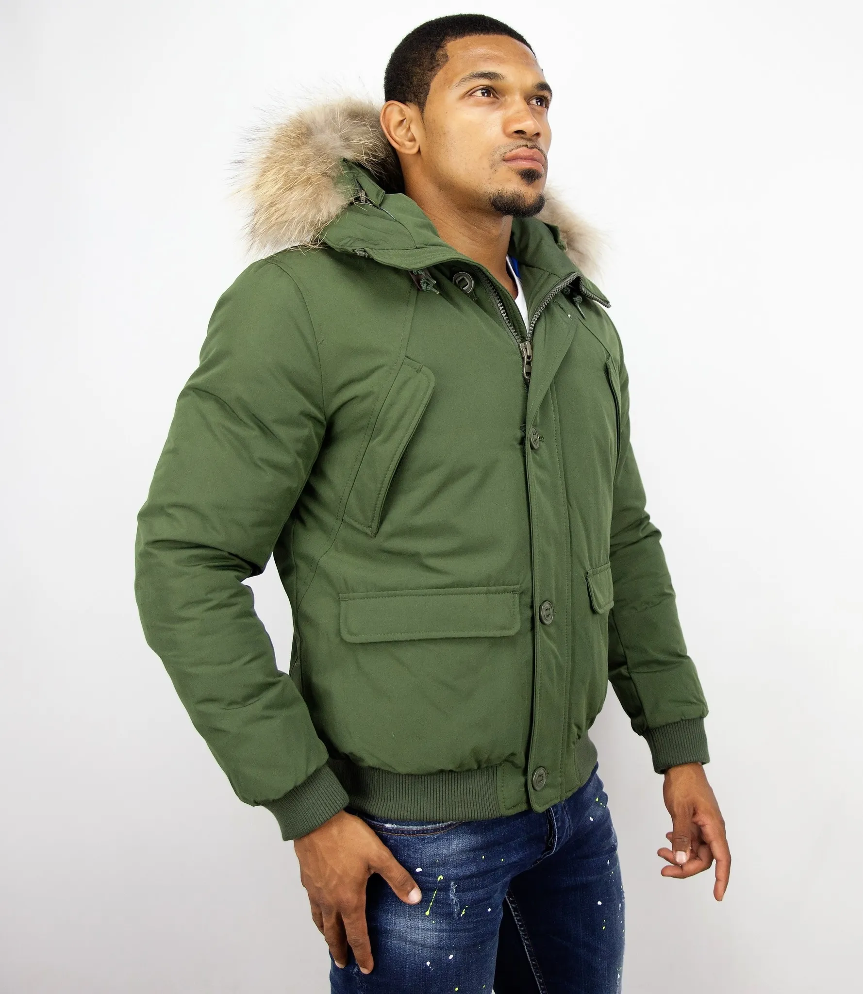 Fur Collar Coat | Men Winter Coat Short | Chilliwack Bomber |