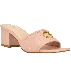 Guess Womens Ulliye Faux Leather Peep-Toe Mule Sandals