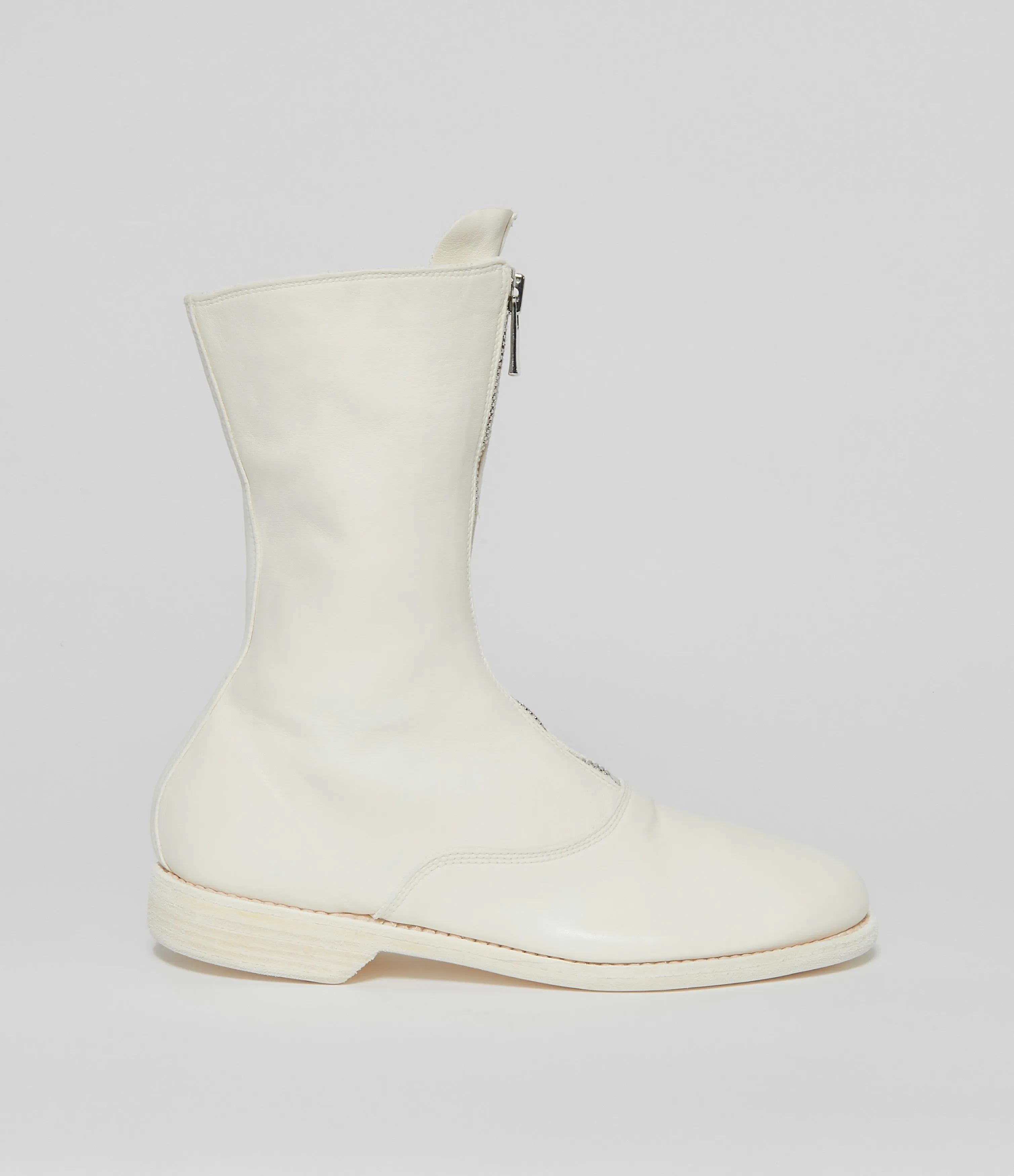 Guidi 310 White Soft Horse Full Grain Front Zip Calf-Length Army Boots