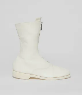 Guidi 310 White Soft Horse Full Grain Front Zip Calf-Length Army Boots