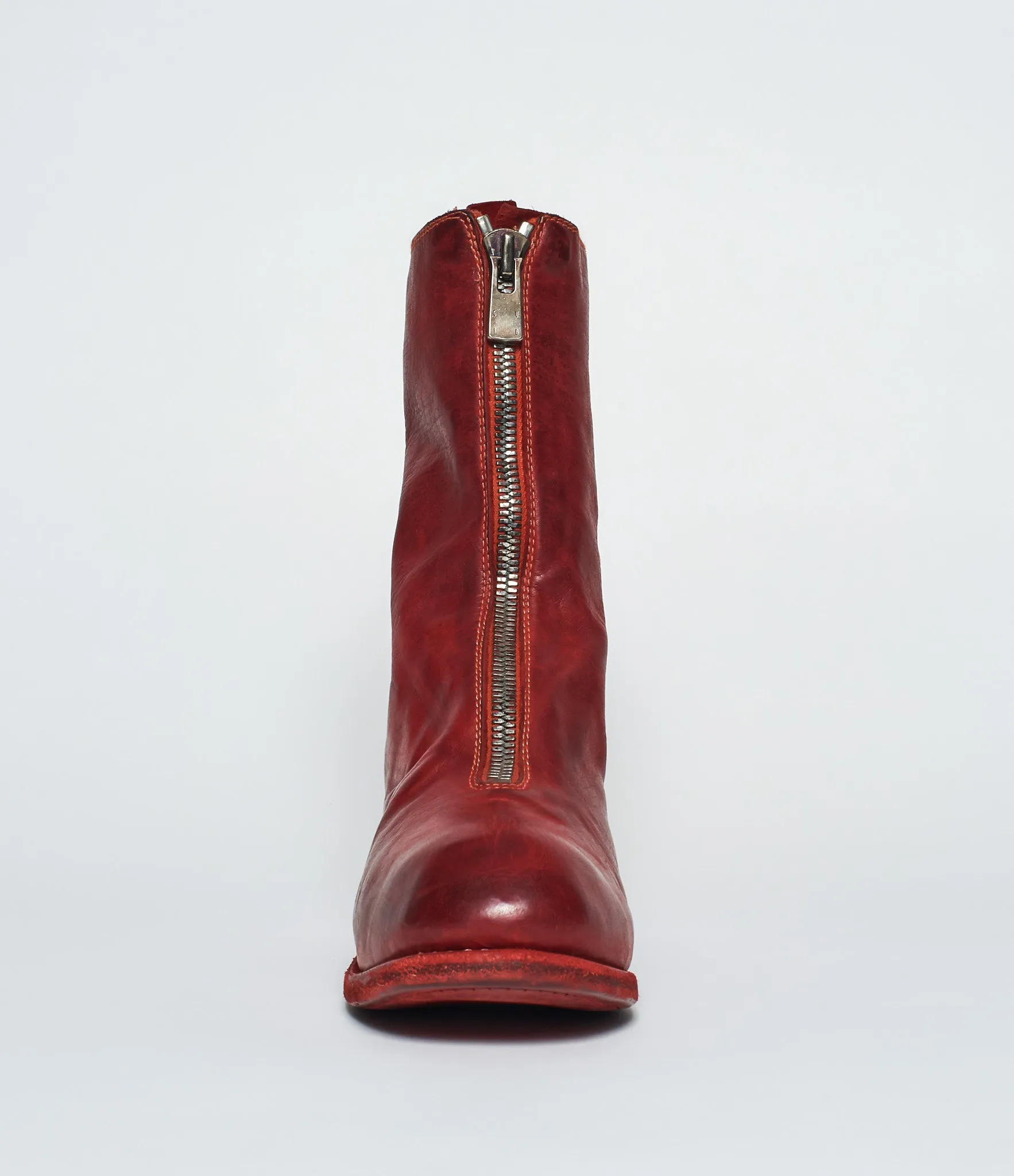 Guidi PL2 Red Soft Horse Full Grain Front Zip Calf-Length Boots