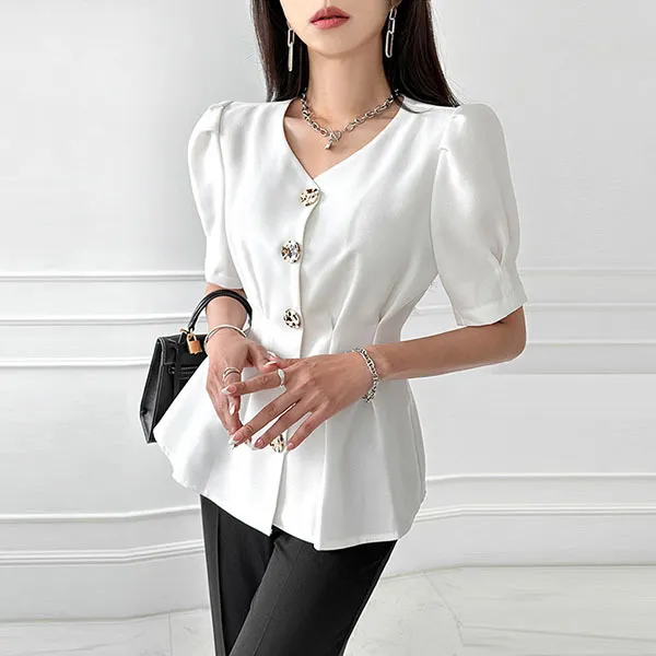 gumzzi  |Plain Short Sleeves Party Style Office Style Elegant Style