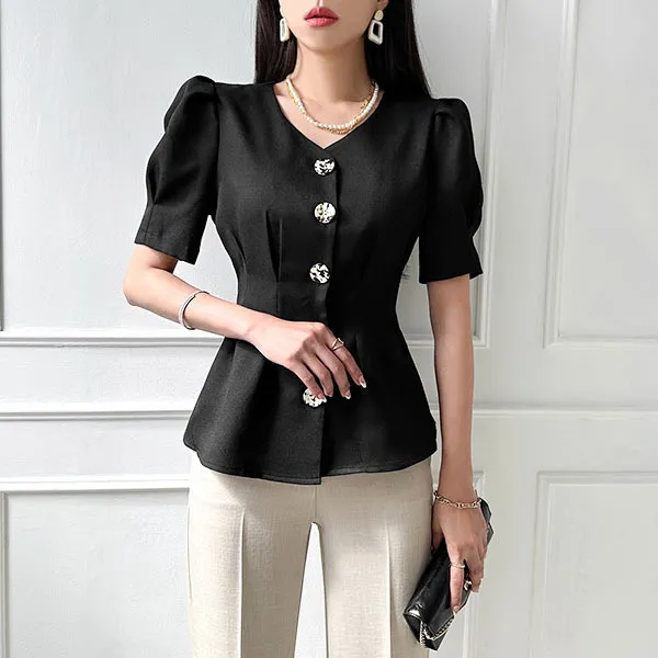 gumzzi  |Plain Short Sleeves Party Style Office Style Elegant Style