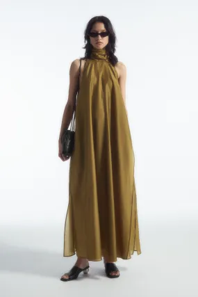 HALTERNECK A-LINE MAXI DRESS - Halterneck - Sleeveless - OCHRE - Ladies | H&M GB