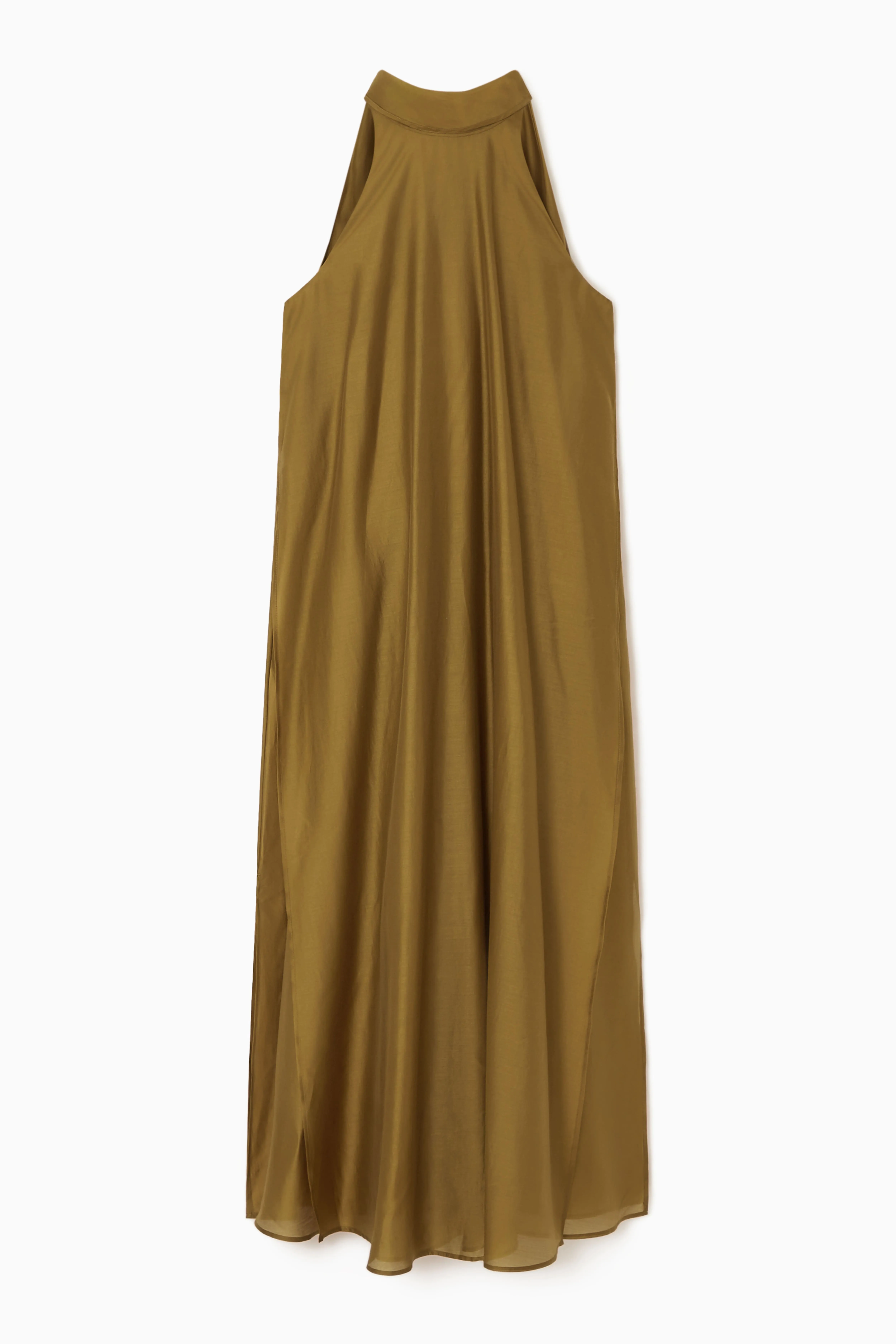 HALTERNECK A-LINE MAXI DRESS - Halterneck - Sleeveless - OCHRE - Ladies | H&M GB