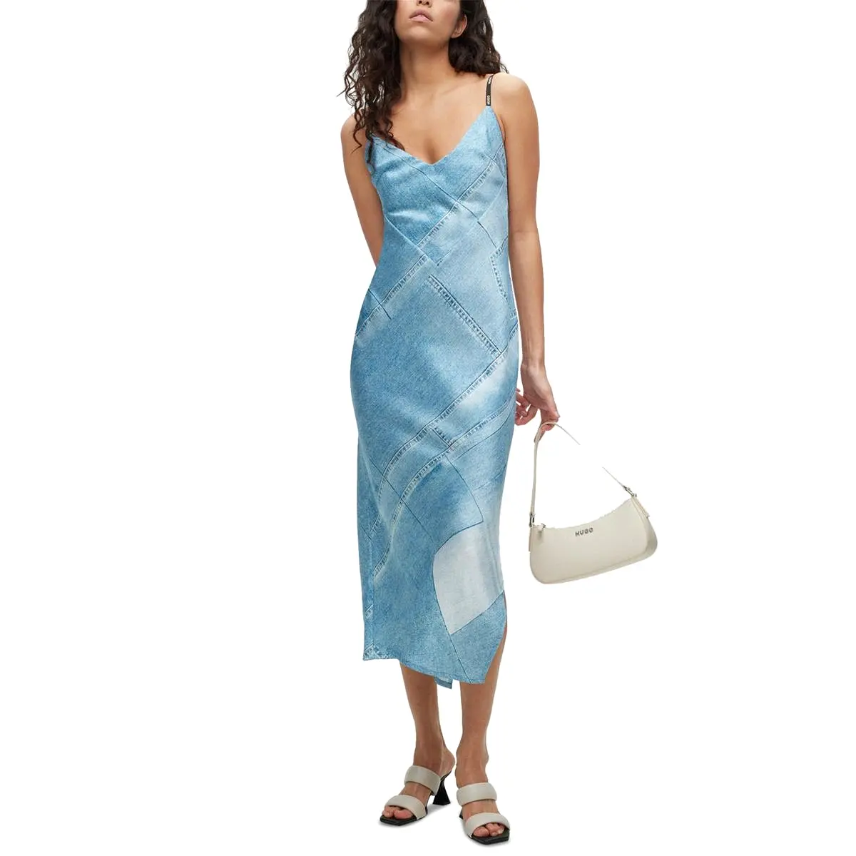 Hugo Womens Daytime Tea-Length Slip Dress