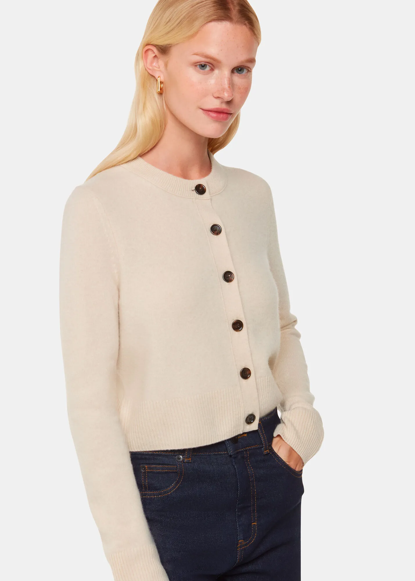 Ivory Wool Cropped Cardigan