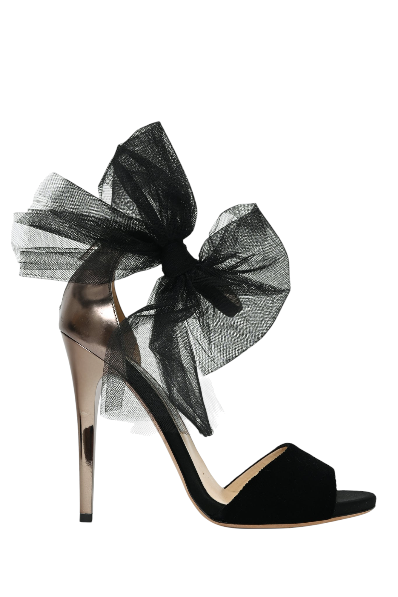 Jimmy Choo Black Velvet Mesh Bow Detailed Heels Size 39.5