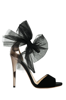 Jimmy Choo Black Velvet Mesh Bow Detailed Heels Size 39.5