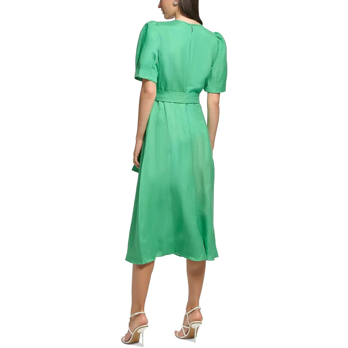 Karl Lagerfeld Paris Womens Cotton Belted Midi Dress