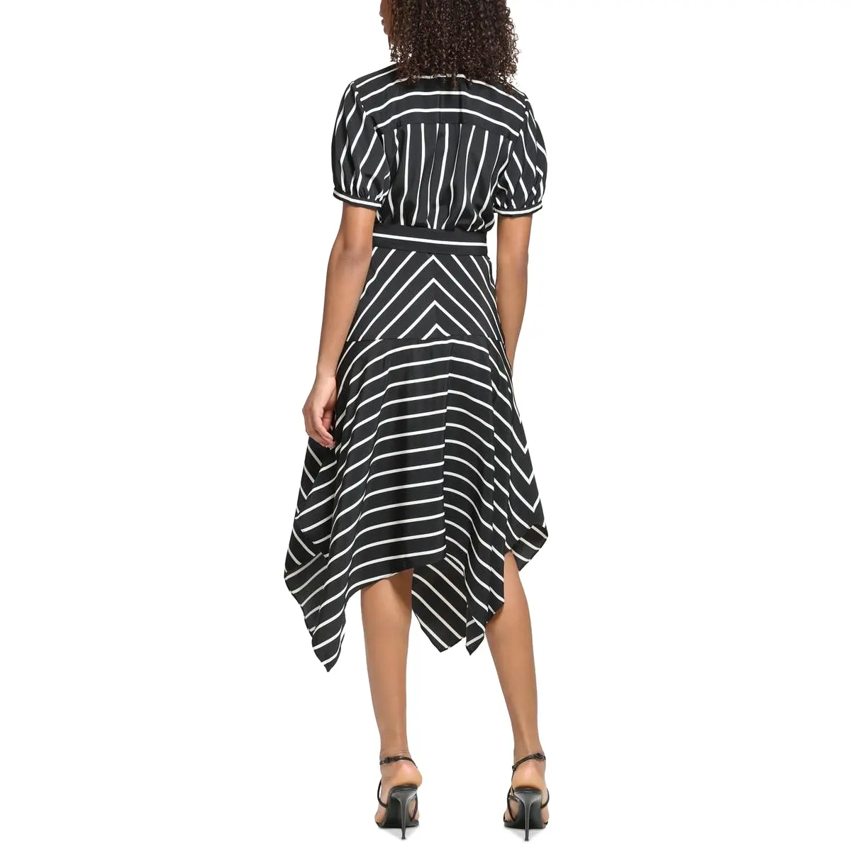 Karl Lagerfeld Paris Womens Crepe Striped Shirtdress