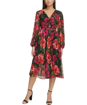 kensie Womens Floral Midi Cocktail And Party Dress