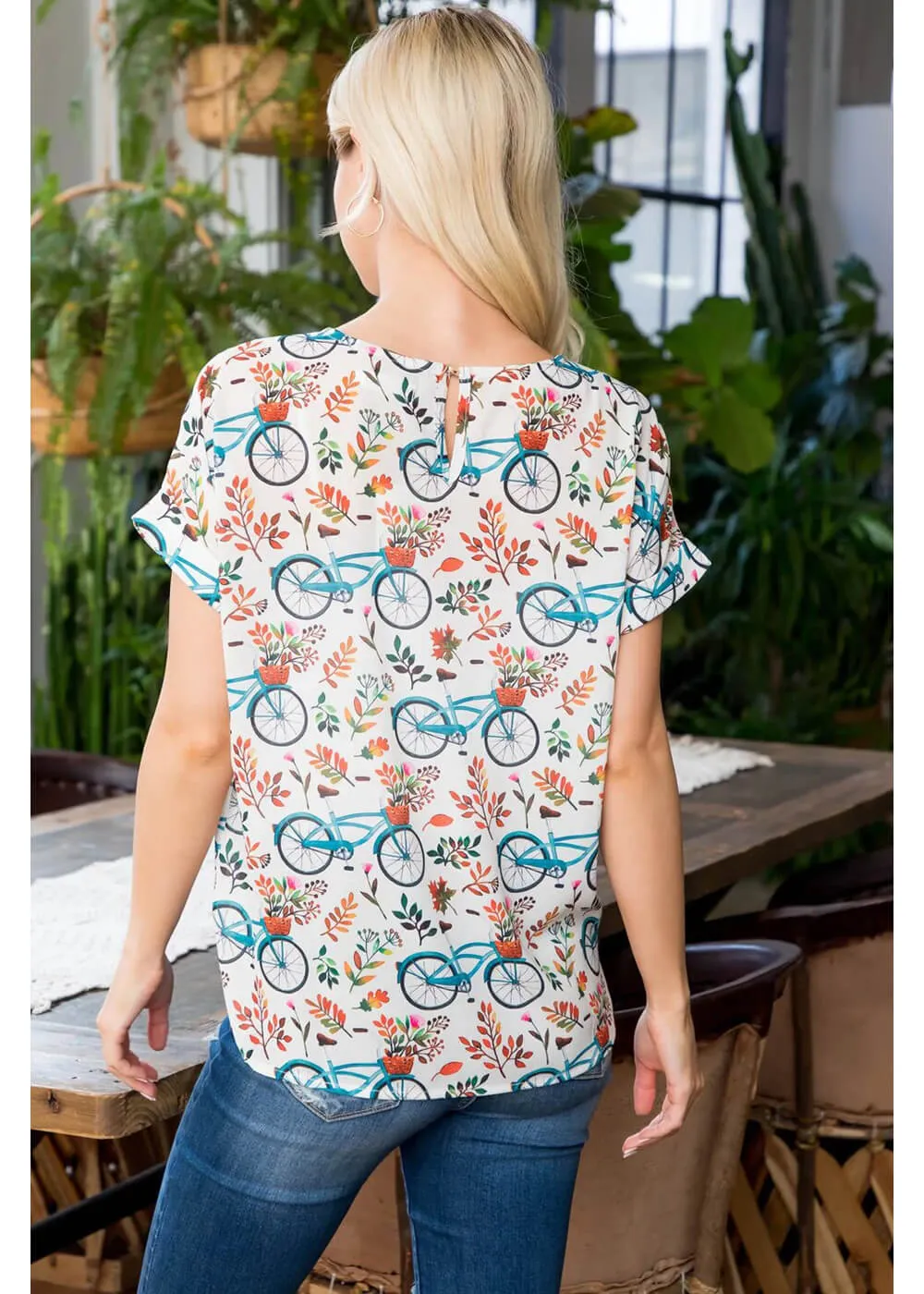 LA Soul Bicycles Floral Top Apricot