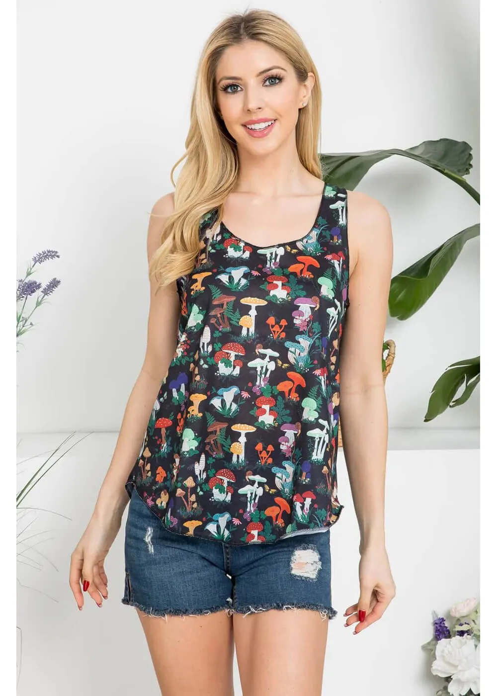 LA Soul Mushroom Garden Tank Top Black