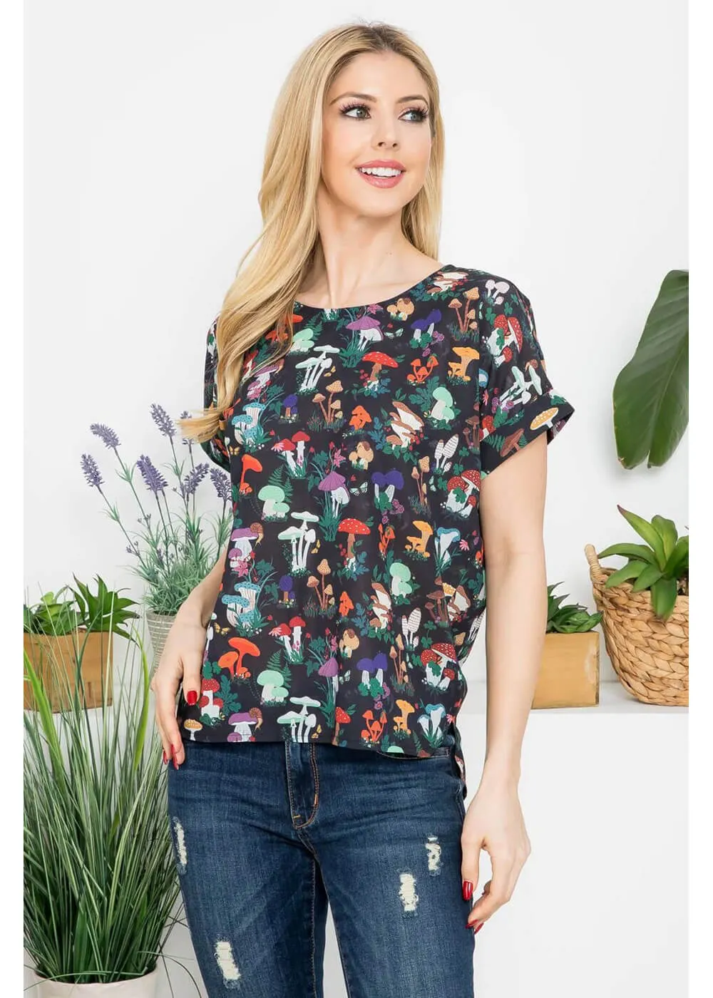 LA Soul Mushroom Garden Top Black