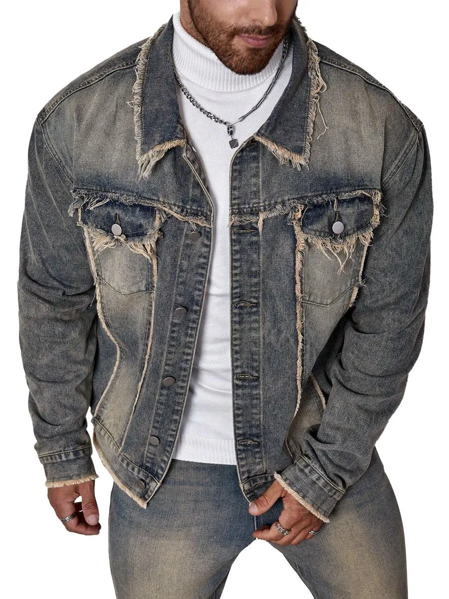 Lapel Pocket Retro Casual Denim Jacket