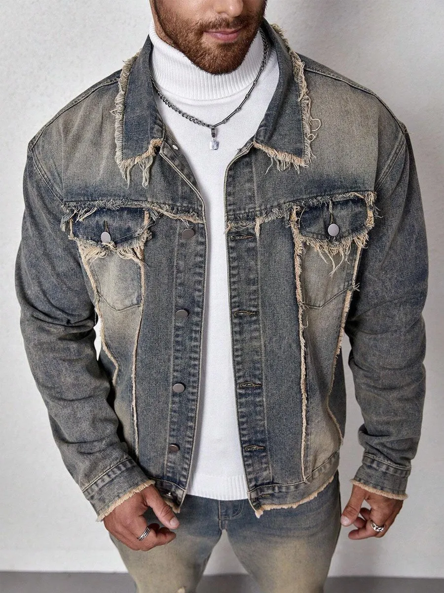 Lapel Pocket Retro Casual Denim Jacket