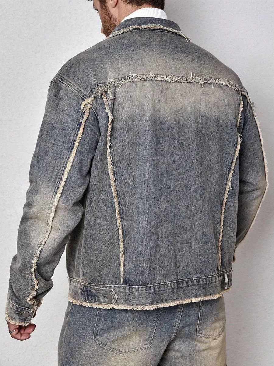 Lapel Pocket Retro Casual Denim Jacket