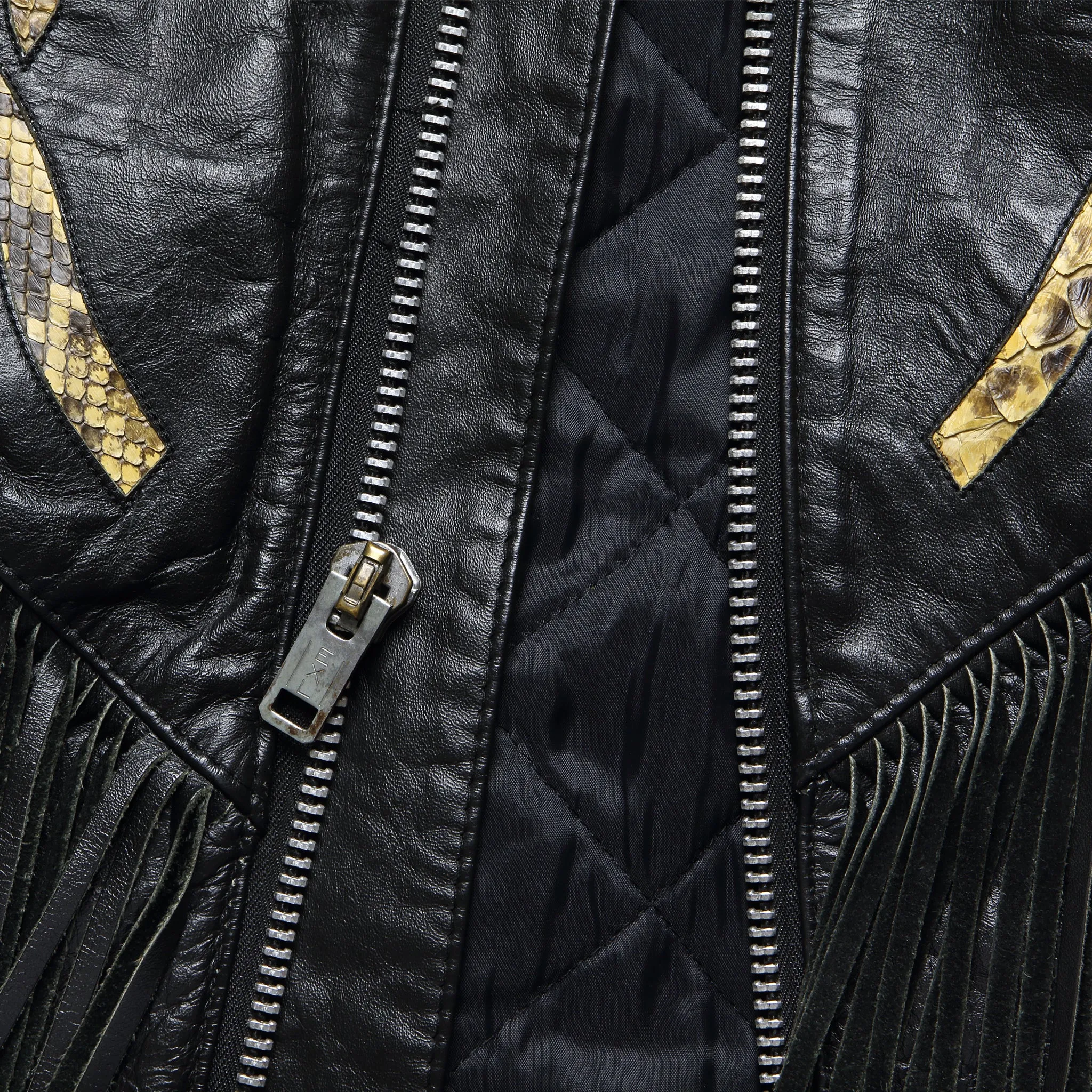 Leather Rider Concho & Tassle Biker Jacket - Black