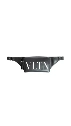 Leather Vltn Belt Bag - Black