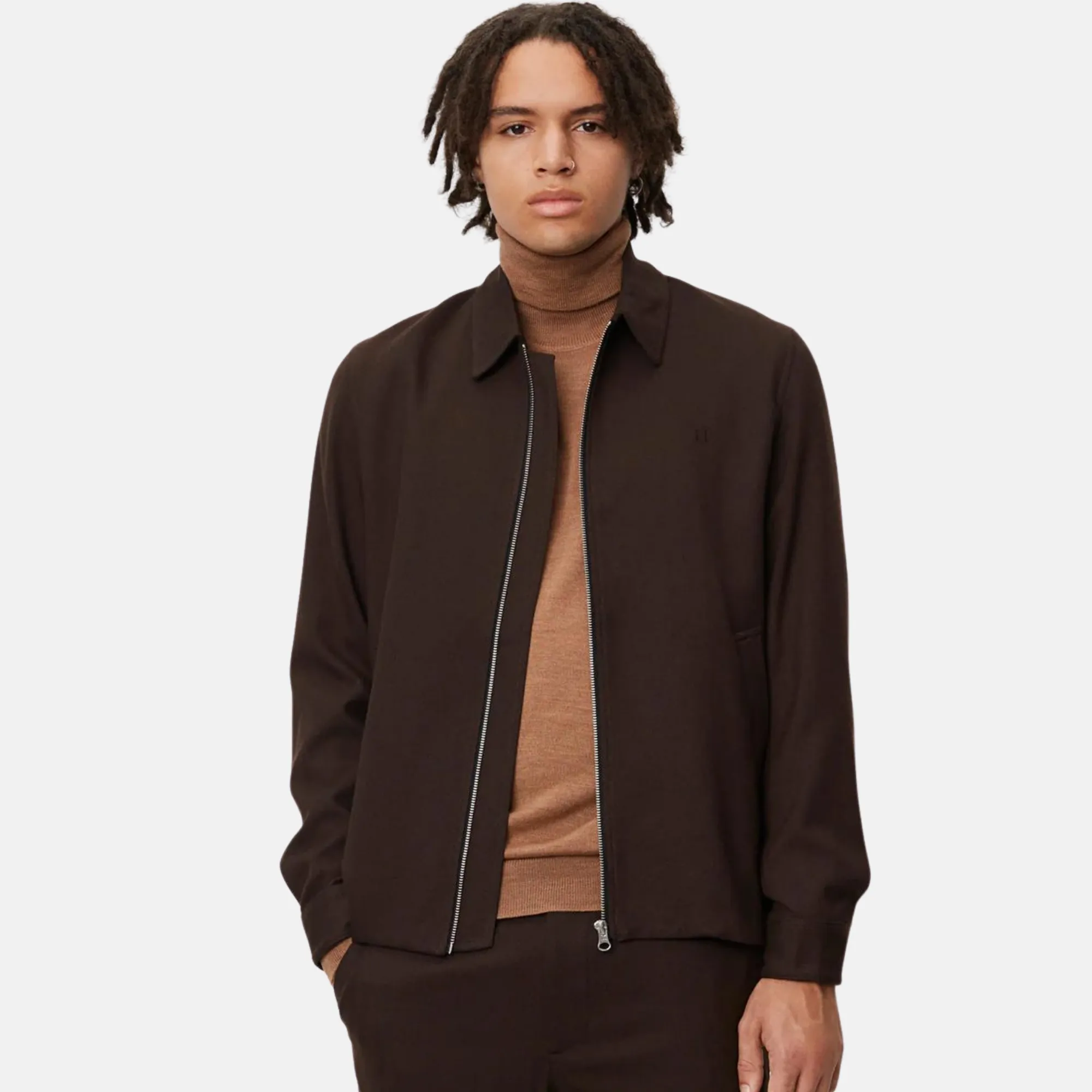 Les Deux Ebony Brown Como Coach Herringbone Jacket