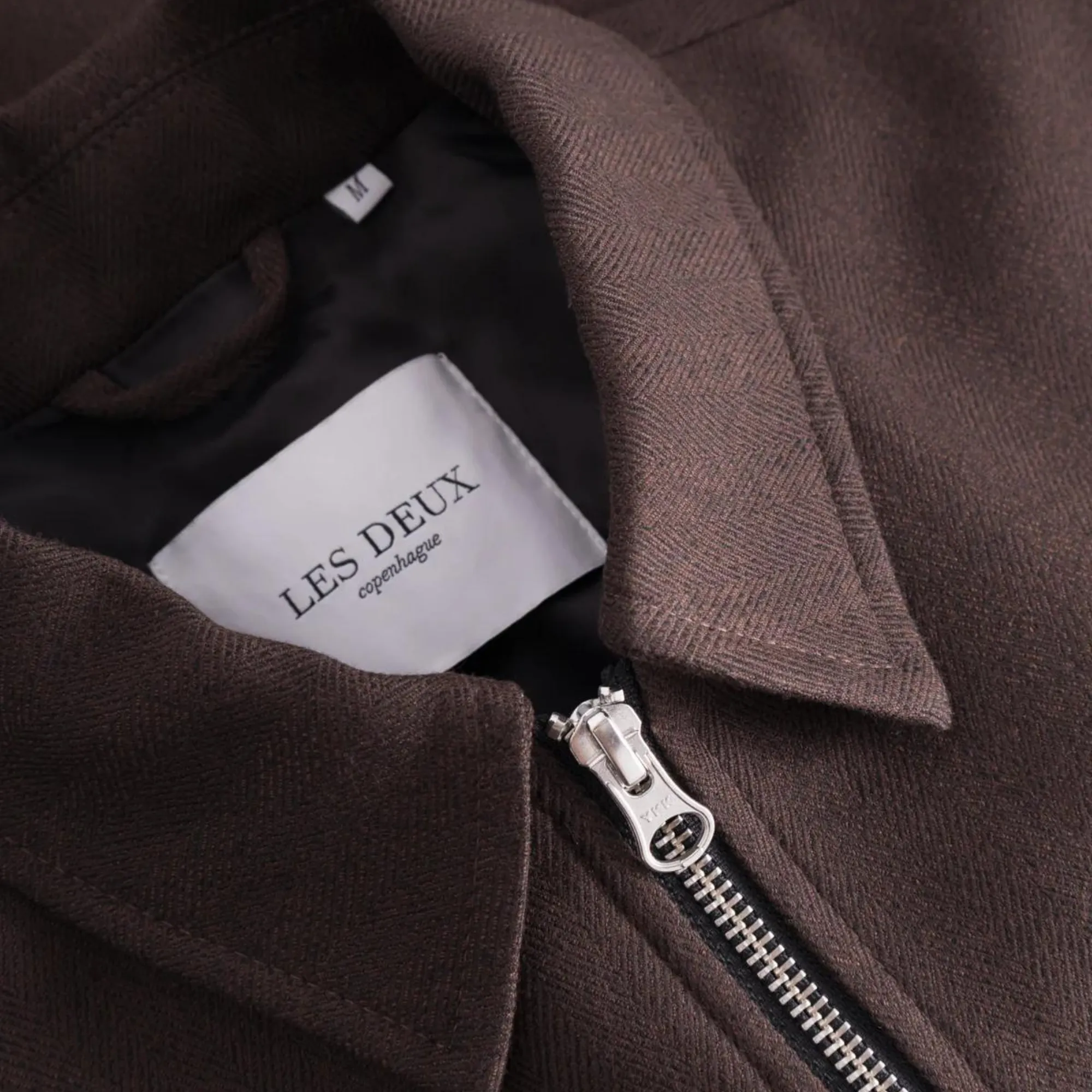 Les Deux Ebony Brown Como Coach Herringbone Jacket