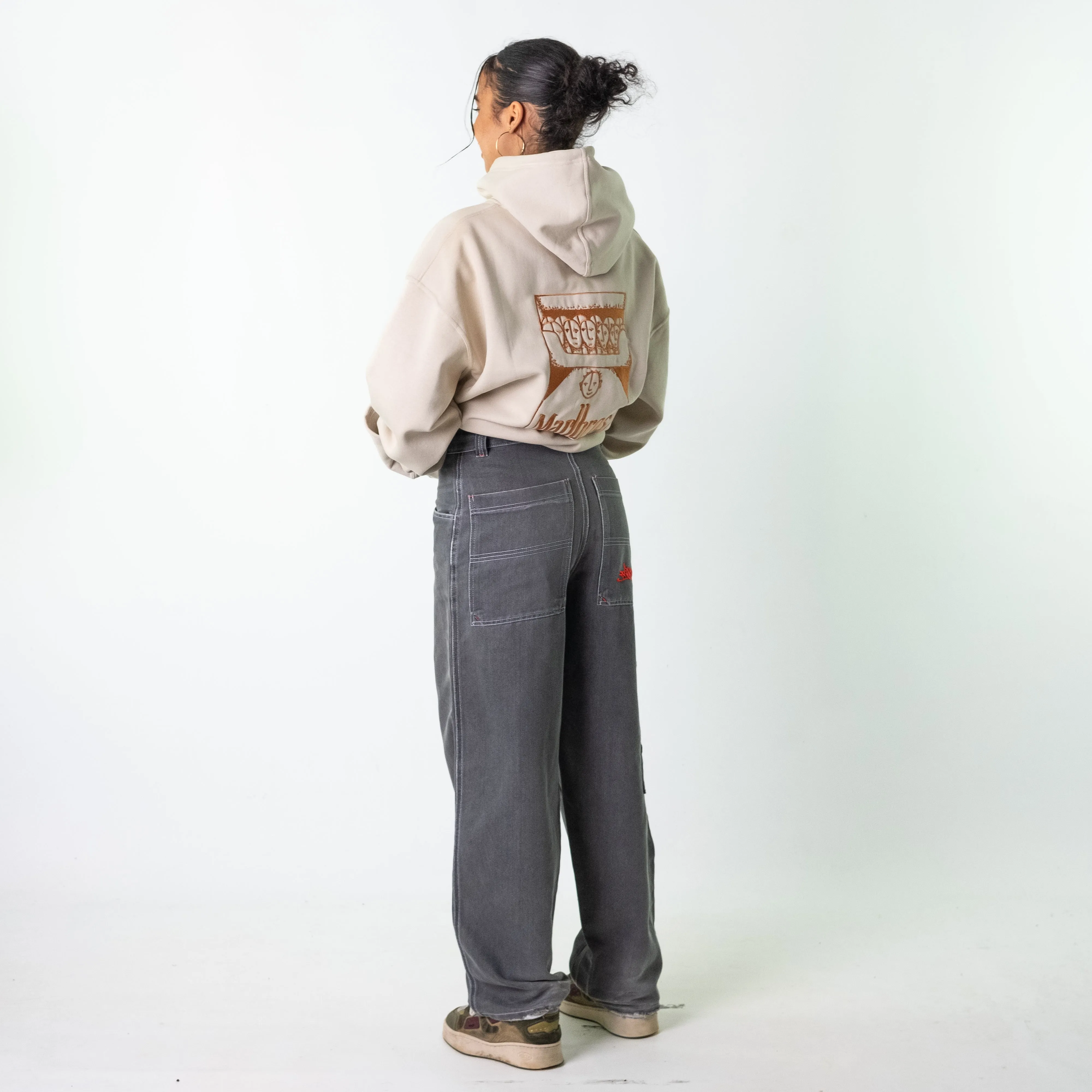 Light Grey 90s Baggy Hip Hop  Cargo Skater Trousers Pants Jeans (30x31)