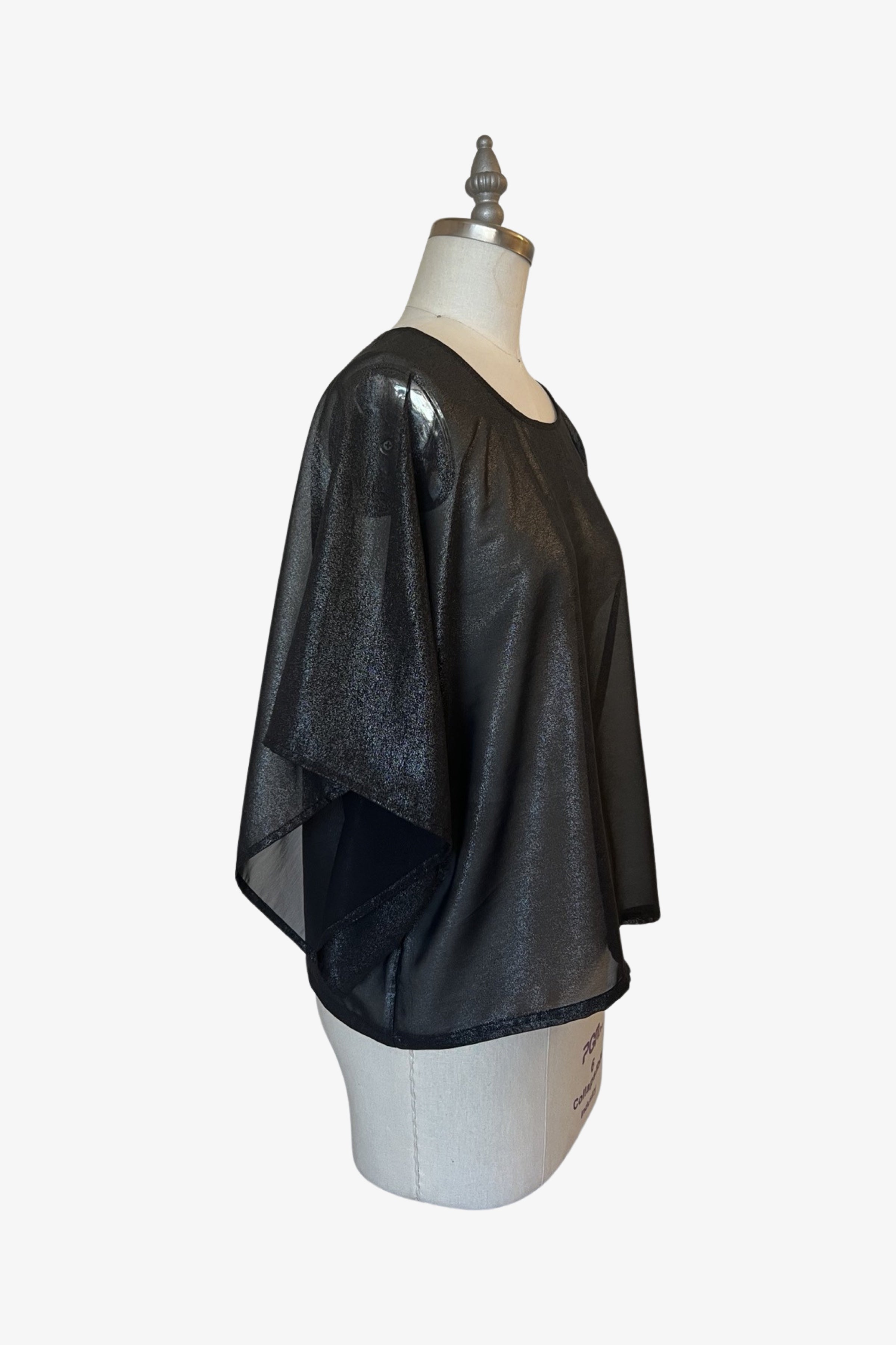 Lisbon Top | Sheer Black Foil