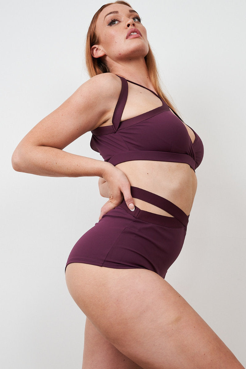 Lunalae Tia Strappy Crossover Top - Recycled Mulberry