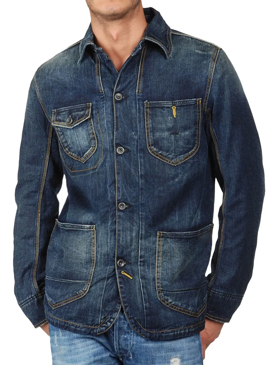 Men's Vintage Multi-Pocket Denim Jacket