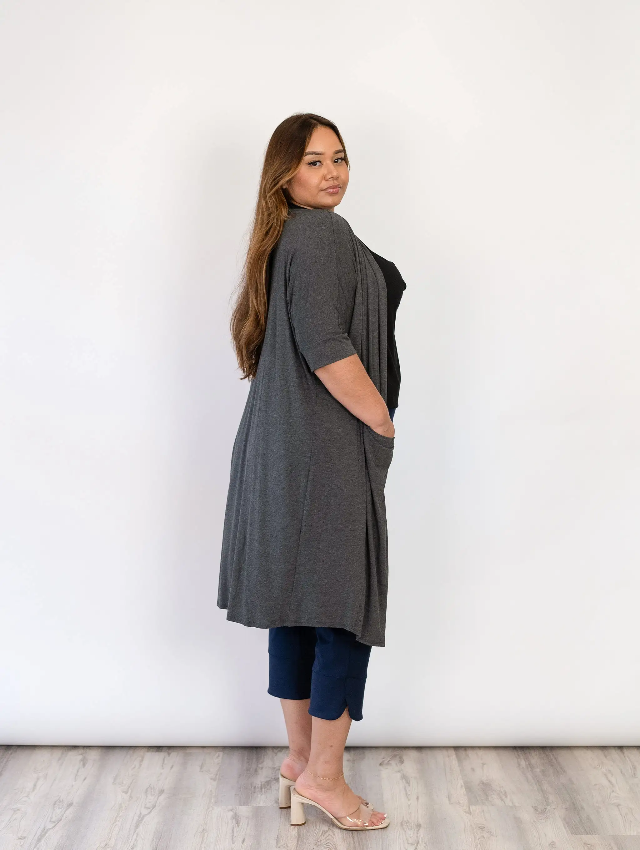 Milla Duster - Dark Charcoal Rayon Jersey