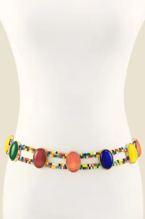 Mixed Rainbow Bead Belt