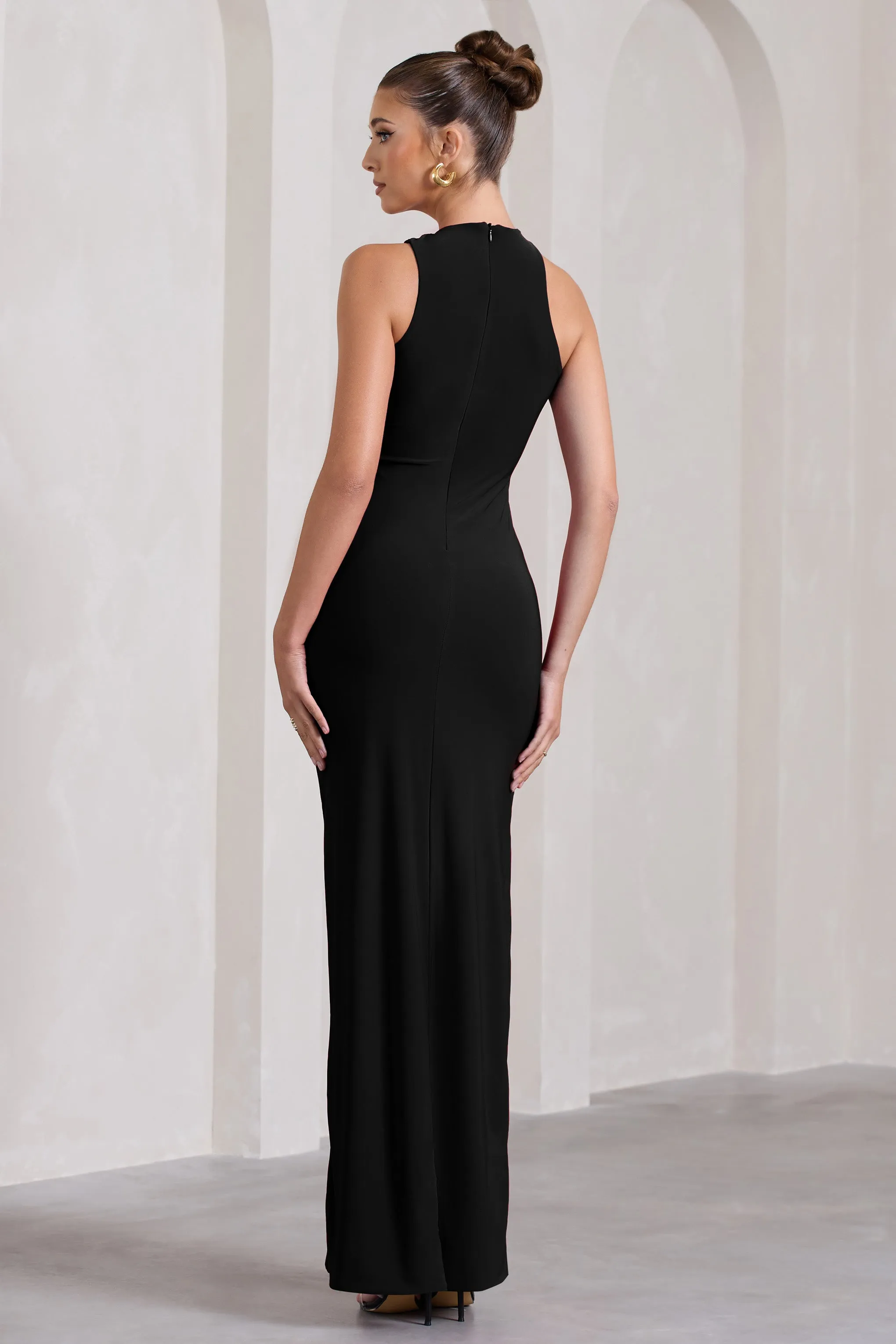 Nalani | Black Sleeveless Cut-Out Split Maxi Dress